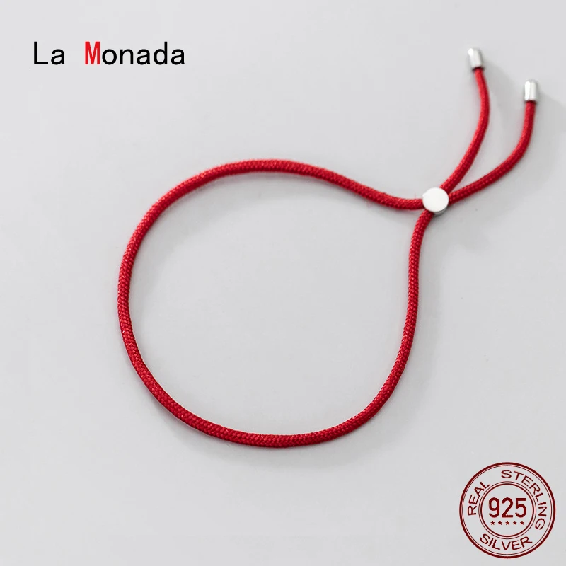 La Monada 22cm Red Thread For Hand 925 Sterling Silver Bracelet Women Minimalist Rope Red Thread Bracelets For Women Silver 925