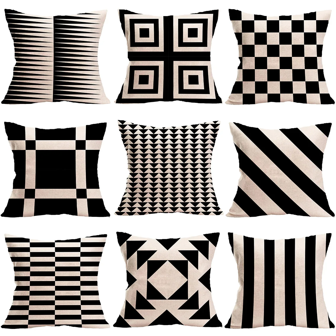 

New Black White Geometric Cushion Cover Linen Throw Pillow Case Car Sofa Bed Decorative Pillowcase 45*45cm INS Nordic Home Decor