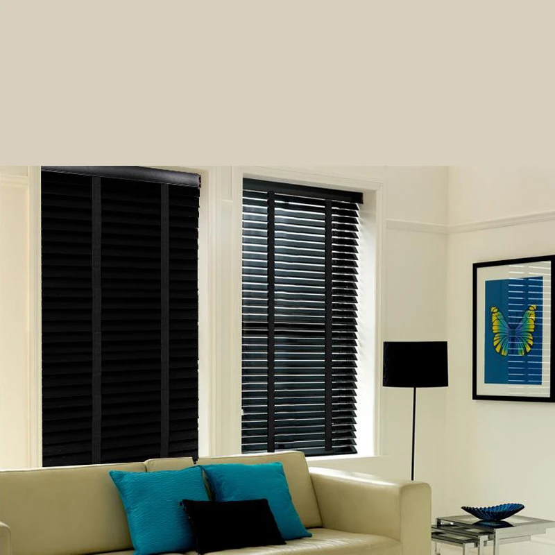 

Customized Real Wood Black Wooden Venetian Blinds