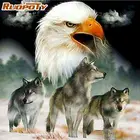 RUOPOTY Раскраска по номерам, волк и сова, ручная роспись, подарок, рисование, акриловое украшение для дома, картина маслом по номерам, животные, настенная Ar