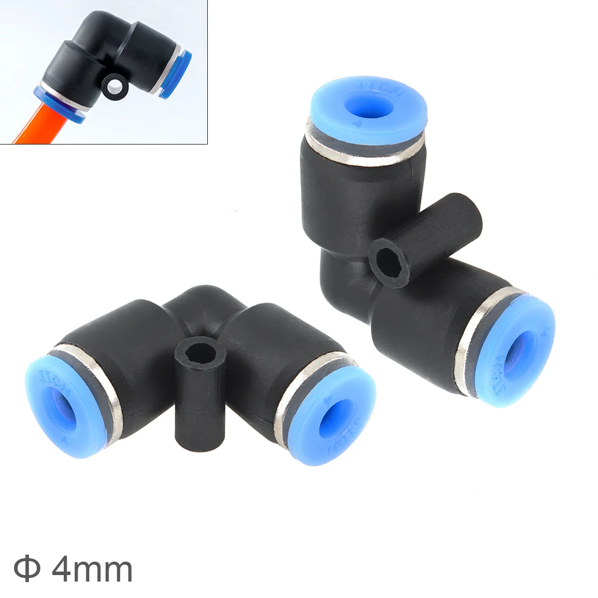2 шт 4 мм l образный локоть пластиковый двухсторонний Пневматический быстрый