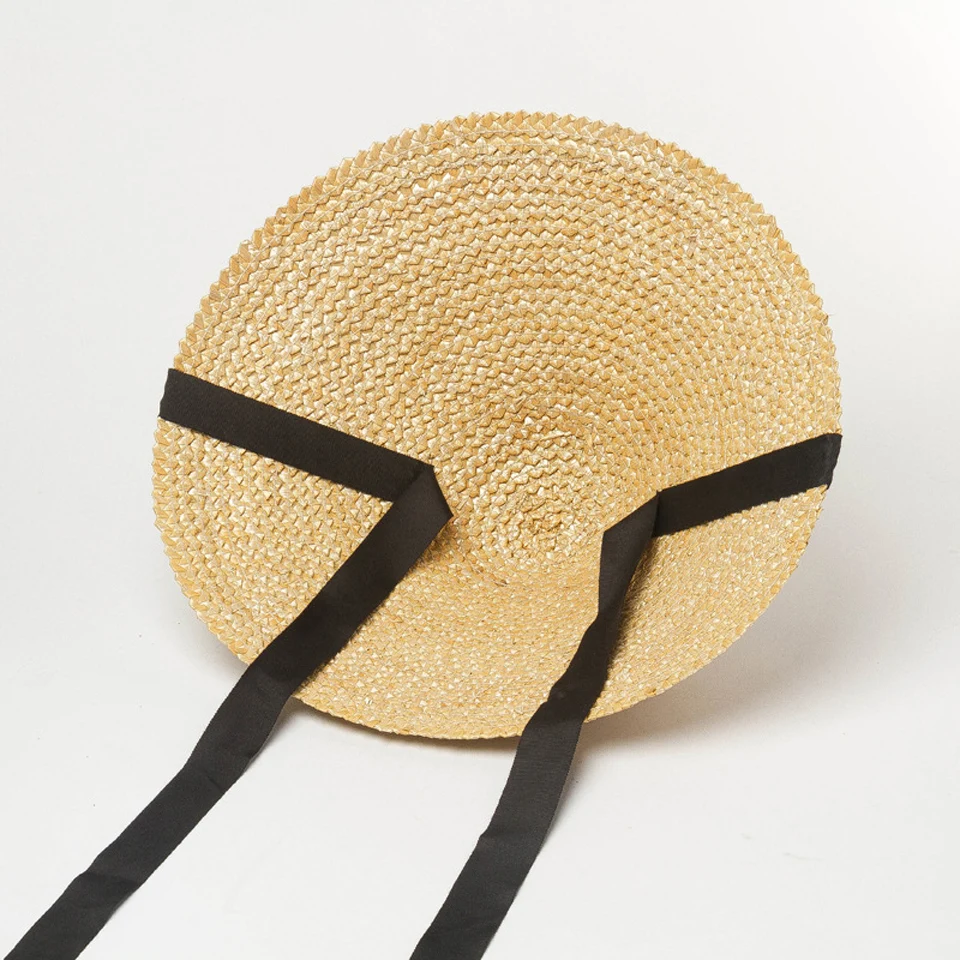 Шляпа соломенная коническая с широкими полями для мужчин и женщин Панама черной