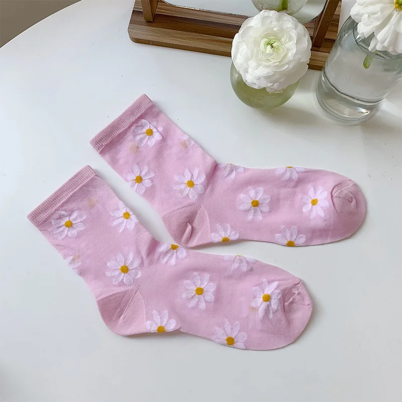 

Harajuku Women Socks Flower Print Vintage Streetwear Japanese Kawaii Girls Cute Sock Summer Silk Transparent Sock Gifts