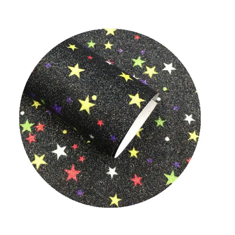 Star black 20*30 см Радужный Блеск Русалка искусственной искусственная кожа бант для волос сумки лоскутное шитье материалы для ручных поделок - Цвет: Star black