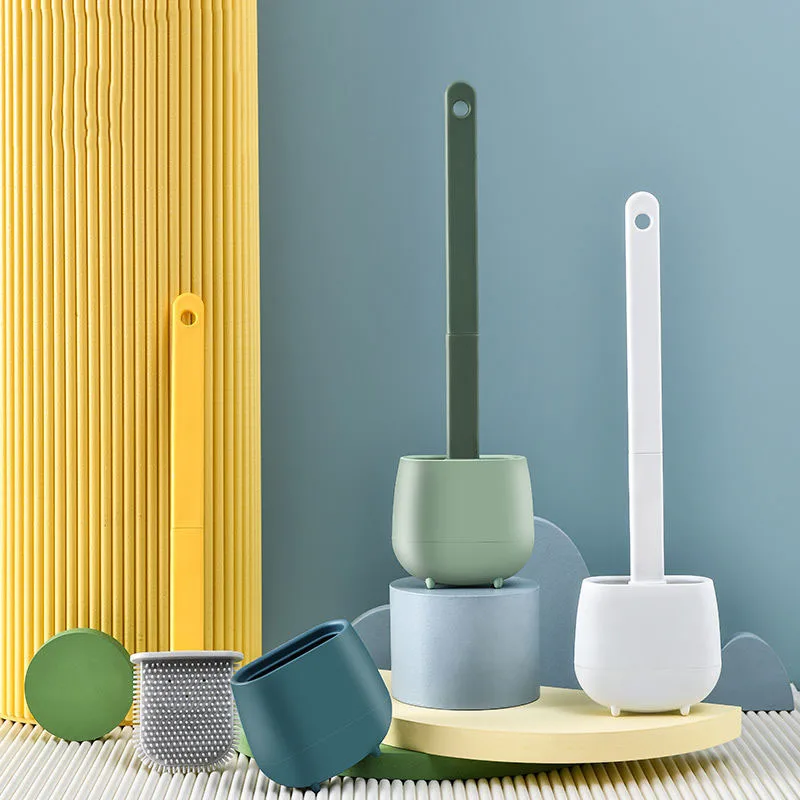 

Силиконовая щетка для унитаза, настенная щетка с держателем, с мягкой щетиной и плоским наконечником, инструмент для ванной комнаты