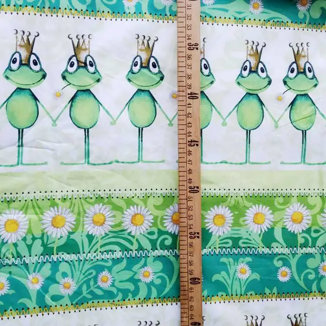 140*100 см 100% хлопчатобумажная ткань DIY стиль лоскутного шитья корона лягушка принт