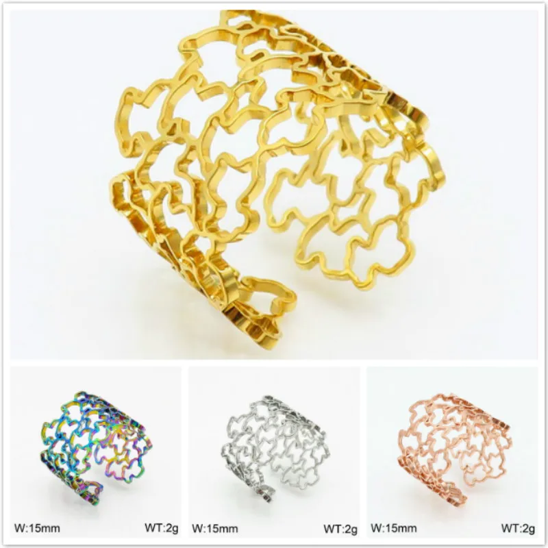 Кольцо из титановой стали с милым медведем не линяет кольцо нержавеющей медвежьи