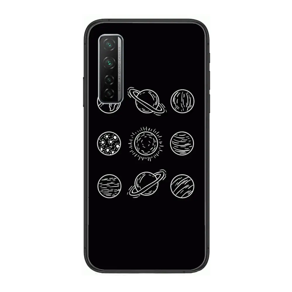 

Cute space universe starry aviation planet Phone Case For Huawei Nova 2 3 4 5 6 7 8 SE i E Pro Lite Black Etui Coque Painting