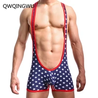sexy men undershirt underwear soft cotton usa flag bodysuit sexy tank tops men bodysuit jumpsuits wrestling singlets undershirts
