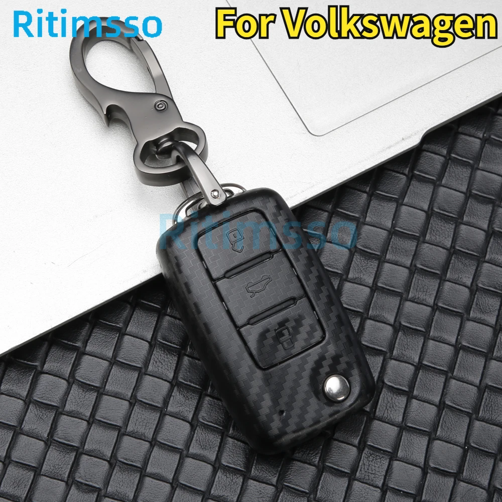 

Carbon Filber Car Key Case Cover For VW Volkswagen Polo Tiguan Passat B5 B6 B7 Golf 4 5 6 MK6 Jetta Lavida For Skoda Octavia
