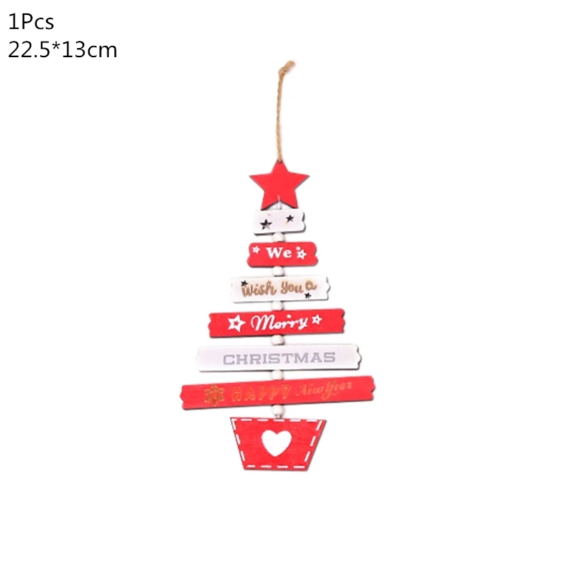 1pcs red tree Деревянная Рождественская елка, украшения, деревянная подвеска, автомобиль/Лось/звезда, поделки своими руками, Noel, рождественские украшения для дома, рождественский подарок для детей - Цвет: 1pcs red tree
