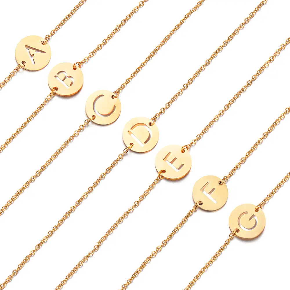 A Z Алфавит буквы кулон браслеты золотой цвет инициалы браслет 316L нержавеющая