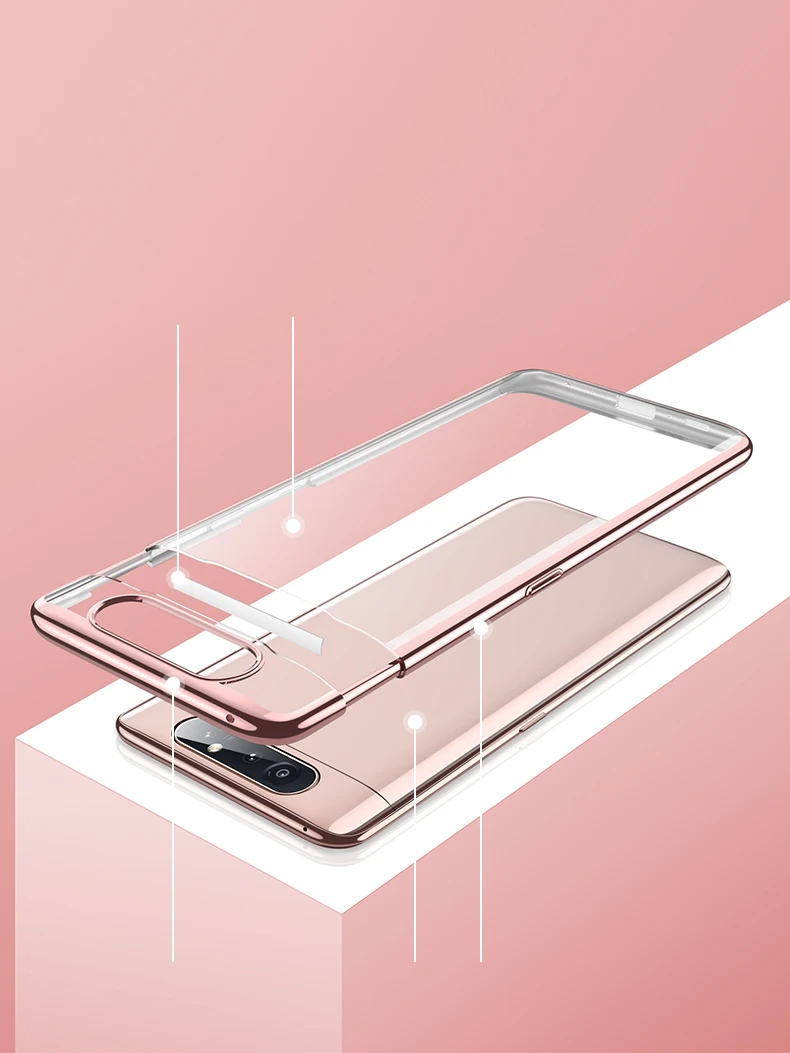 Чехол для samsung Galaxy A80, прозрачный скользящий чехол, роскошный полный защитный противоударный чехол для samsung A80, чехол