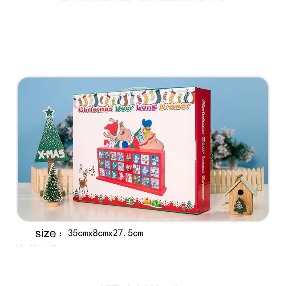 Деревянный Календарь обратного отсчета расписанный Адвент календарь Подарочная