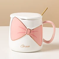 bow relief mug lovely three dimensional ceramic cup home office women give gifts and drink cups coffee mug with lid and straw