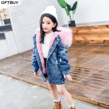 OFTBUY/ г. Зимнее пальто с натуральным мехом енота, воротник из натурального меха кролика Рекс, подкладка из денима, парка плотная теплая одежда для девочек OFTBUY/ г. Зимнее пальто с натуральным мехом енота, воротник из натурального меха кролика Рекс, подкладка из денима, парка плотная теплая одежда для девочек