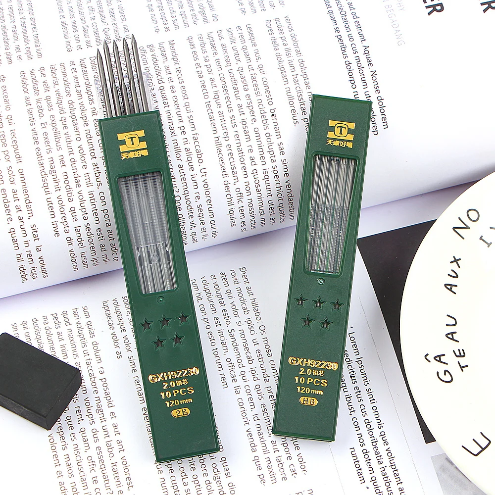 10pcs/box 2mm 2B HB Black 2.0mm Mechanical Pencil Lead Refill 120mm free shipping|2.0mm mechanical pencil|mechanical pencilpencil lead refill |