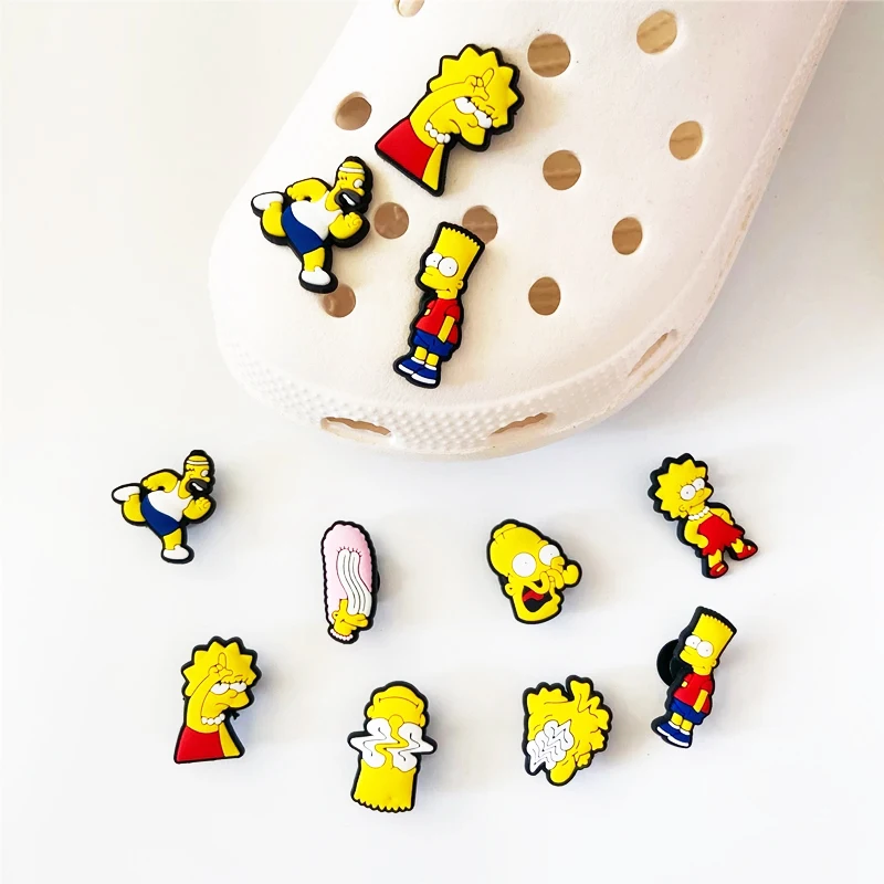 Аниме ПВХ подвески для обуви Kawaii Simpsoned пряжки аксессуары Симпатичные садовые
