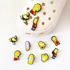 Аниме ПВХ подвески для обуви Kawaii Simpsoned пряжки аксессуары Симпатичные садовые украшения для обуви Croc JIBZ подарки для детей на рождевечерние для мальчиков