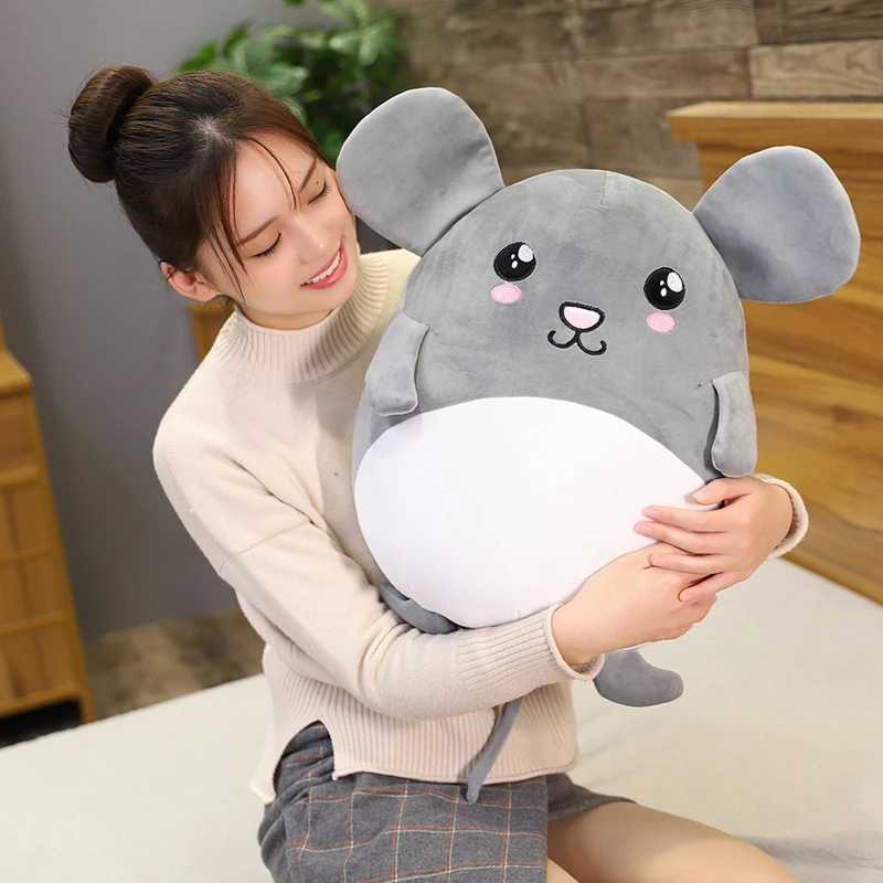 

Hot 1pc 35-55CM Lovely Grey Rat Pillow Stuffed Animal Plush Toys For Girls Children Boys Toys Cute Mouse Dolls Birthday Gifts