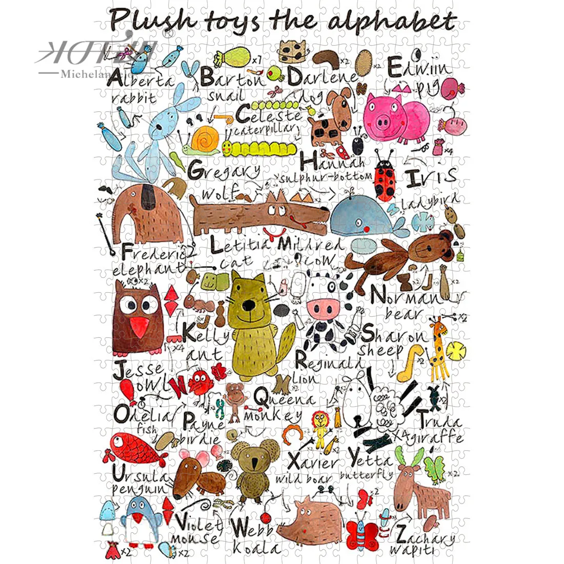 Пазл Микеланджело деревянный 500 1000 1500 шт. плюшевая игрушка алфавит Мультяшные