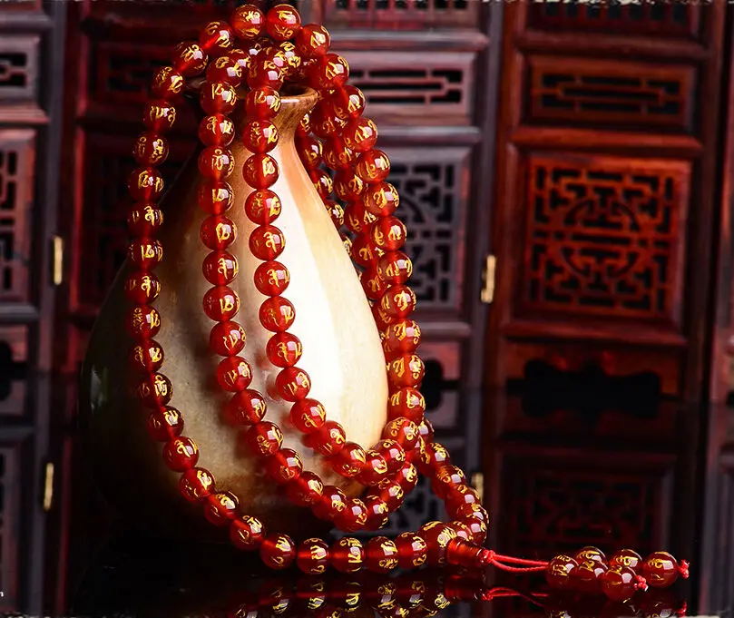 LETSFUN Изящные Ювелирные изделия 8 мм тибетские красные агатные бусины скульптура