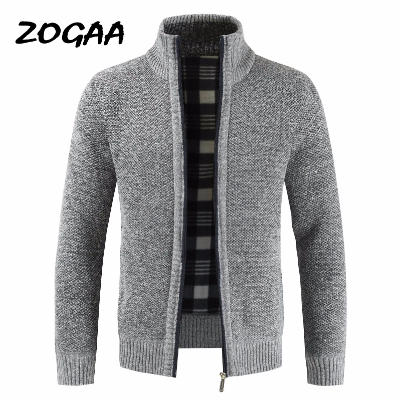 

Мужская приталенная куртка ZOGAA, однотонная хлопковая плотная теплая куртка на молнии, с воротником-стойкой, Осень-зима 2021
