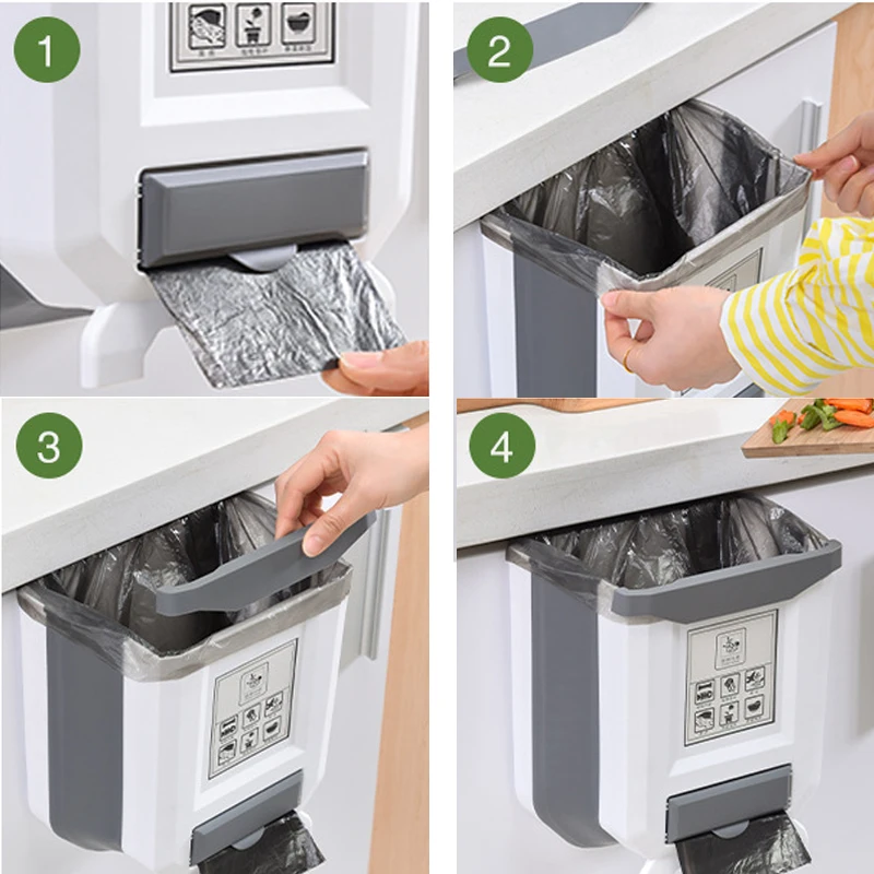 

8L Kitchen Folding Trash Cans Car Trash Can Garbage Bin Trash Bin Dustbin Waste Bin For Kitchen Recycle Bins Garbage Can