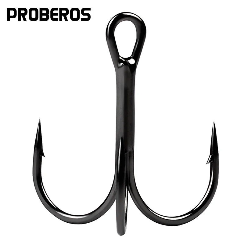 

PROBEROS Fishing Hook 100PC High Carbon Steel Treble Hook 3/0#-14# Black/Red/Brown/Silver/Matte Tin Color FIshhooks