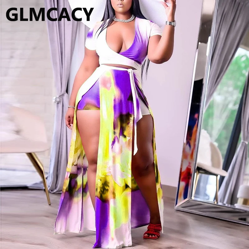 

Комбинезон с коротким рукавом, V-образным вырезом и высоким разрезом, летние Подиумные комбинезоны