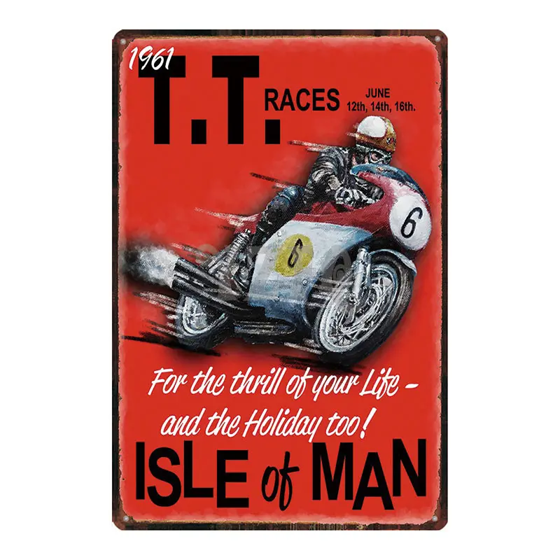

Isle Of Man TT Motorcycle Tin Signs Plaque Metal Vintage Shabby Chic Wall The Pub Bar Shop Garage Home Decoration DU-3770A