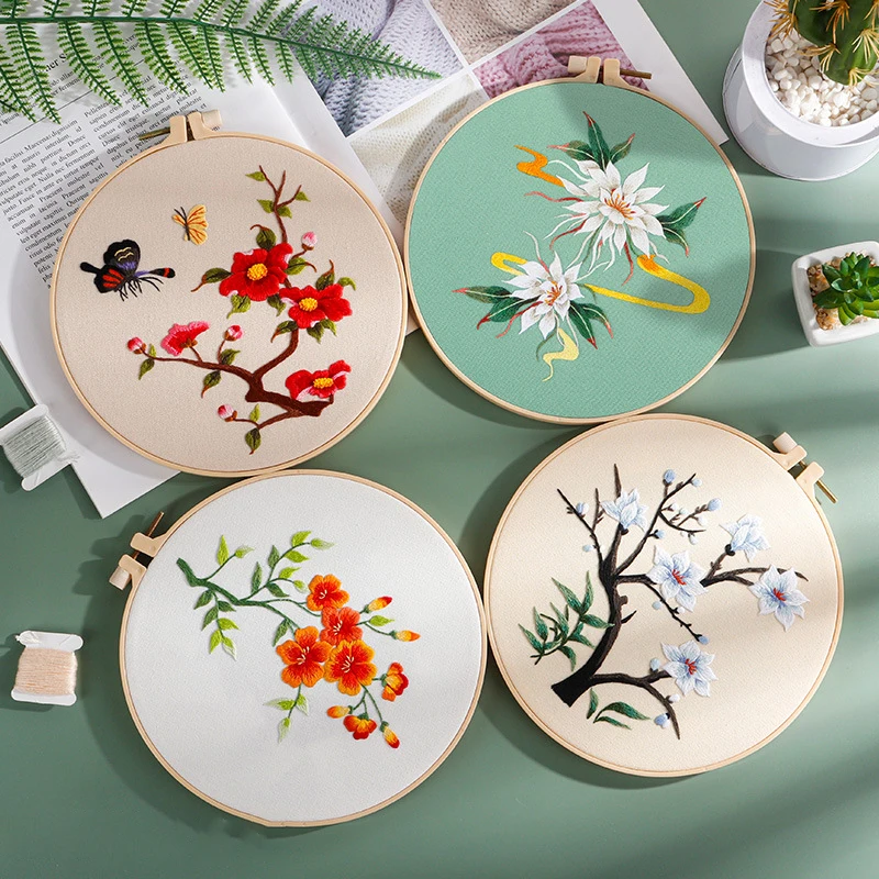 

Chinese DIY Embroidery Art Kit Flower Pattern Printed Needlework Cross Stitch Hoop Set Sewing Craft Painting Gift Dropshipping