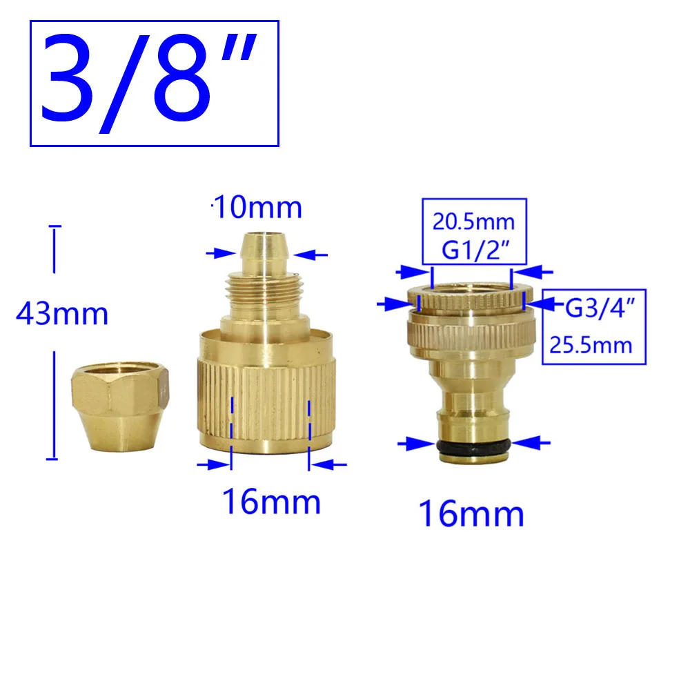 1/2" 5/8" 3/4" Garden Hose Quick Connector Brass Kit Female 1/2 3/4 Inch Thread Joint Irrigation Hose 8/11 16mm 20mm Adaptor 1pc