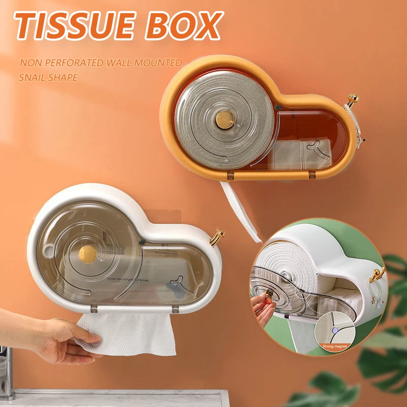 

Creative Snail Shaped Tissue Storage Box Wall Mounted Multifunctional Facial Towel Organizer Kitchen Toilet Bathroom Tissue Box