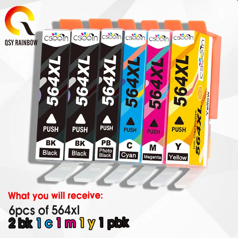 

QSYRAINBOW 564XL Ink Cartridge for hp 564 compatible for HP Photosmart B8550 C6324 C310a C410 6510 D5460 7510 B209a 4610 3070A