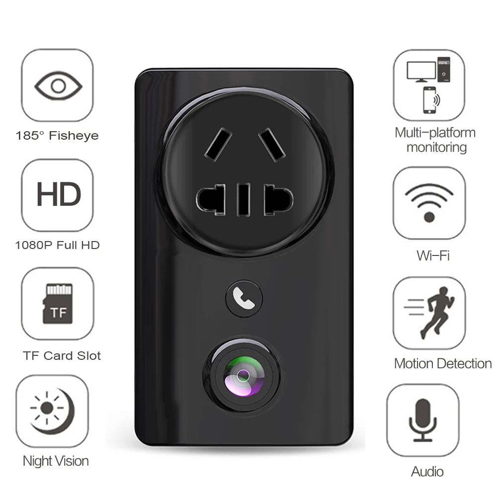 Беспроводная розетка Wi Fi камера 1080P HD USB зарядное устройство для домашней