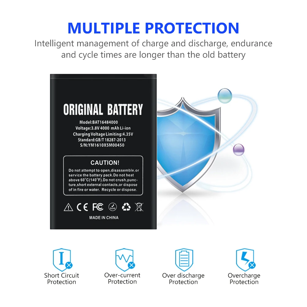 Аккумулятор для телефона Doogee X5 Max/X5 Max Pro/X5MAX/X5Max Pro/BAT16484000 4000 мАч литий ионный