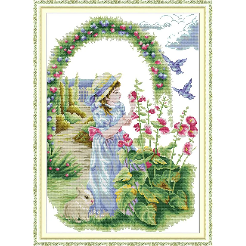 

Everlasting Love Enjoy Flower 2 Chinese Cross Stitch Kits Ecological Cotton Clear Printed DIY Christmas 14CT Wedding Decoration