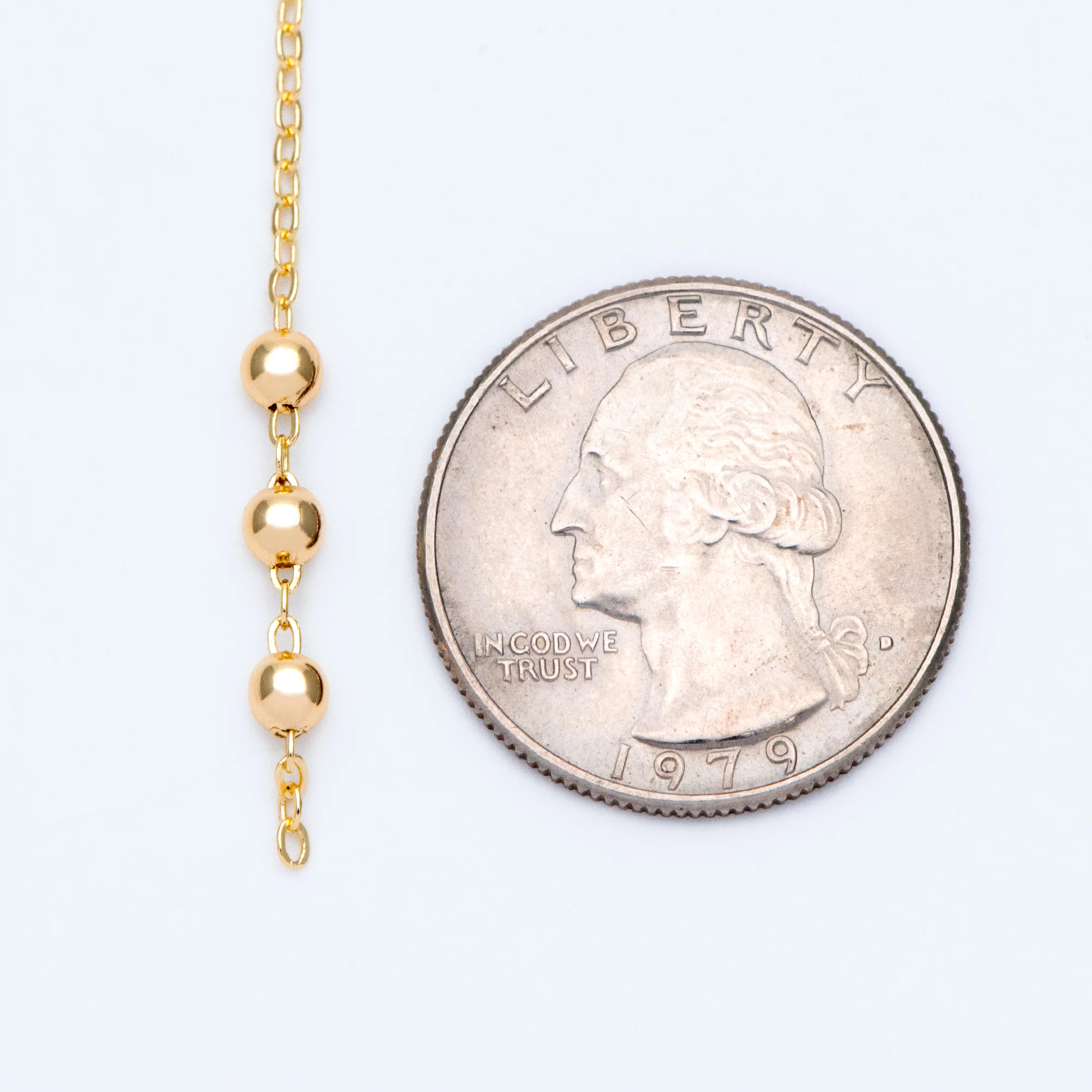 Позолоченные Латунные Цепи из бисера цепочка 1 7 мм с бусинами 3 цвет не тускнеет