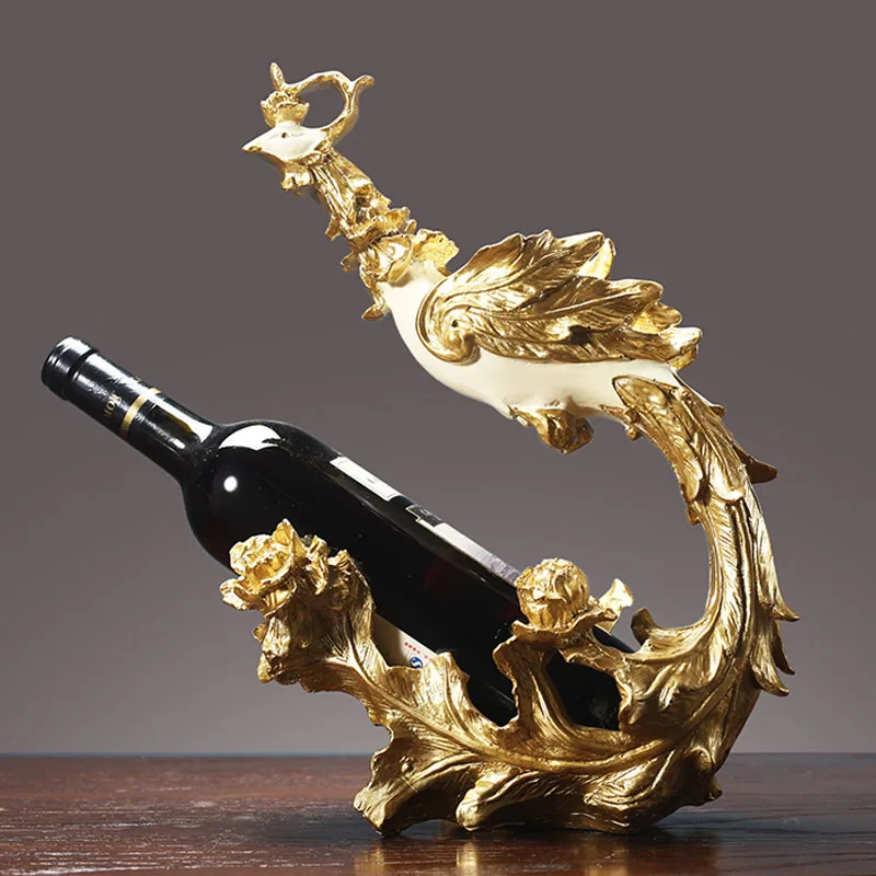 

MODERN FENGSHUI ORNAMENTS LIVING ROOM DISPLAY WINE HOLDER RED WINE RACK LUXURIOUS PHOENIX RESIN ARTWARE HOME DECORATION GIFTS