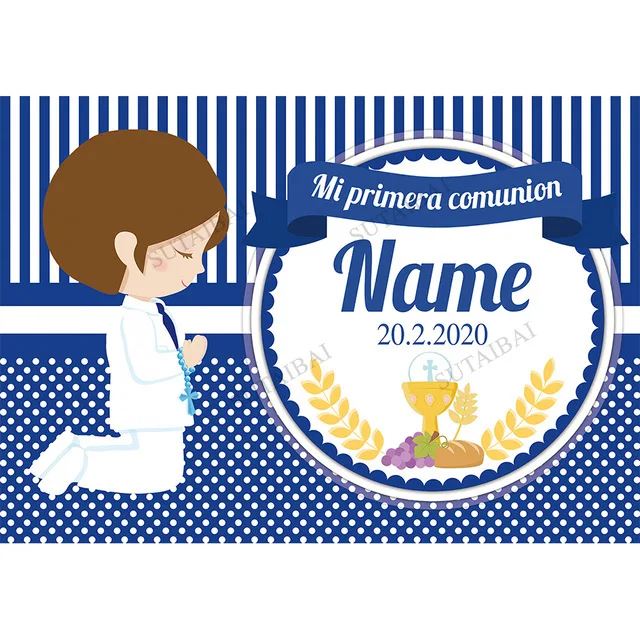 

Girl Pink My First Communion Party Details Banner Custom Photo Backdrop Photography Background Photocall Photophone