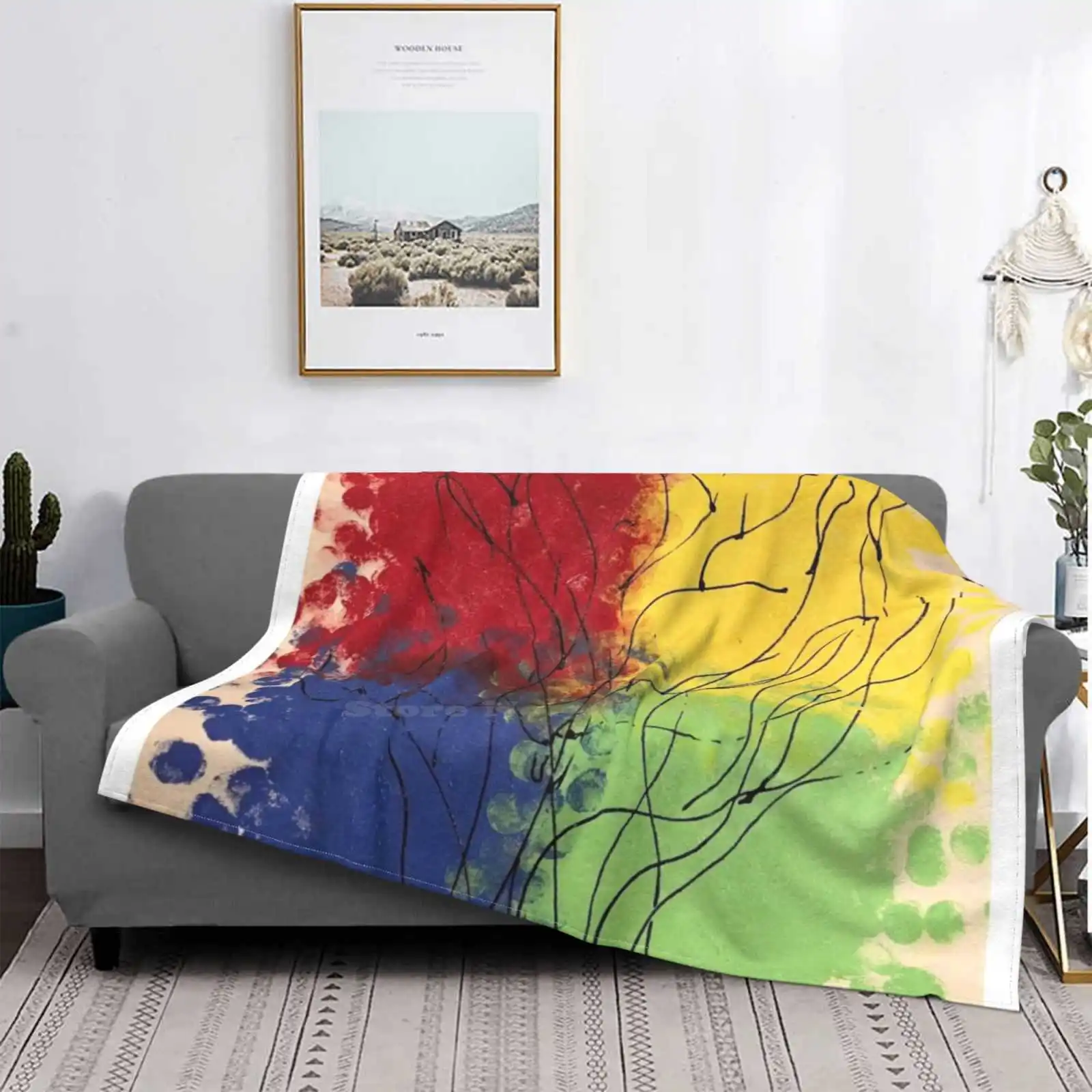 

Mantas suaves sin marco súper cálidas para sofá/cama/viaje, árbol abstracto colorido