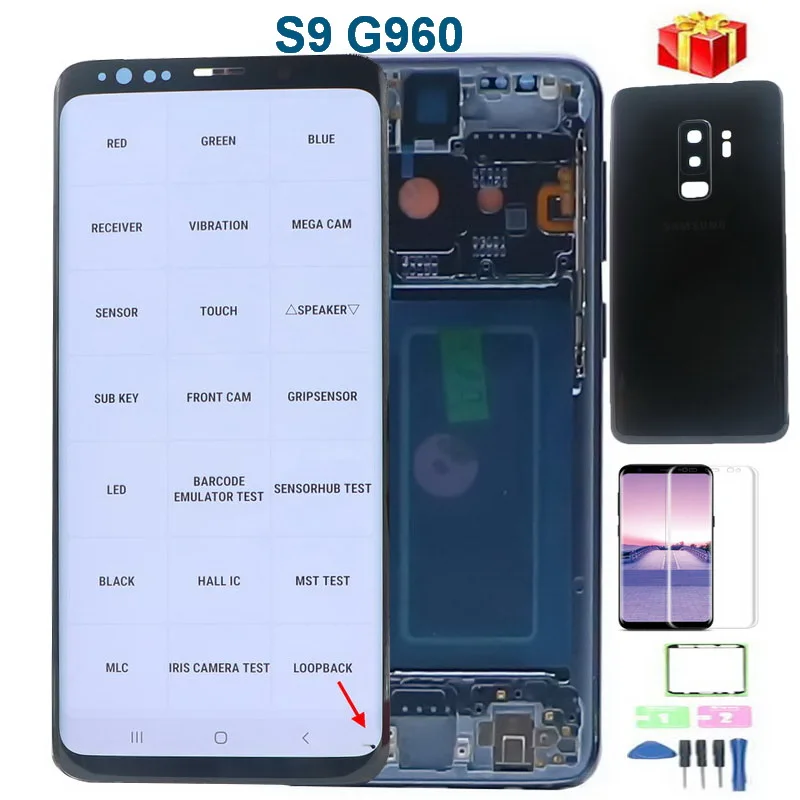 100% Original LCD For Samsung Galaxy S9 G960 G960F SM-G960F/DS G960U LCD Display Touch Screen Digitizer Assembly With Back cover