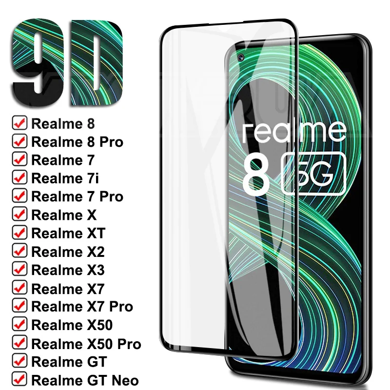 

9D Full Protective Glass For OPPO Realme 8 7 Pro 7i GT Neo Tempered Glass Realme X50 X7 X2 Pro X3 X XT Screen Protector Film