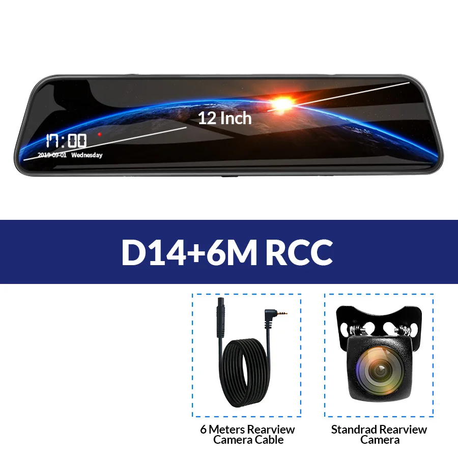 D14-6M RCC E-ACE Автомобильный видеорегистратор FHD поток медиа зеркало заднего вида 2K+ 1080P видео рекордер двойной объектив тире камера с камерой заднего вида Регистратор - Название цвета: D14-6M RCC