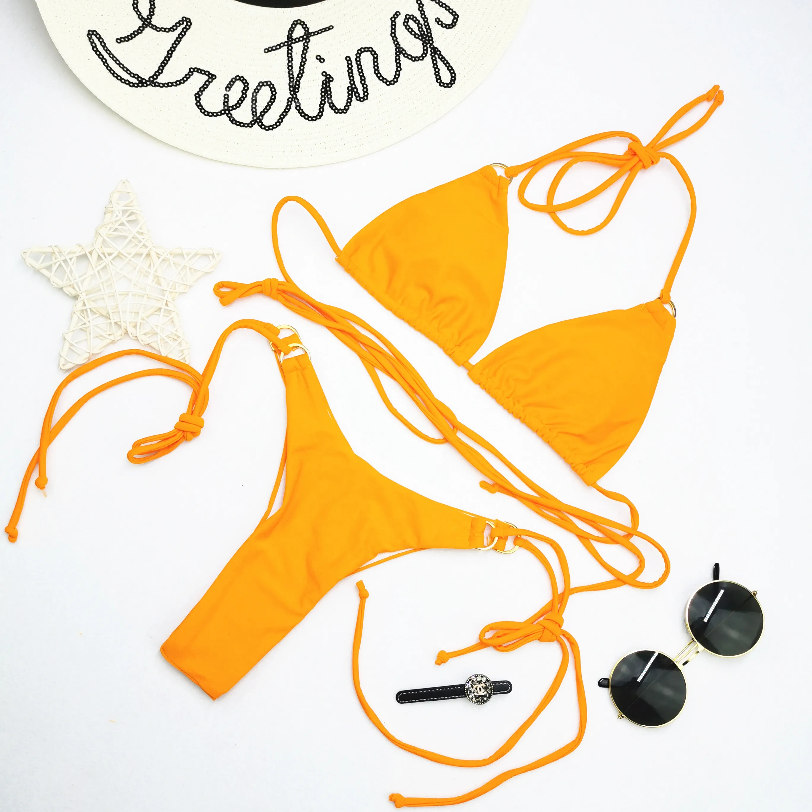 Быстрая и бесплатная доставка сплошной цвет женские стринги бикини набор