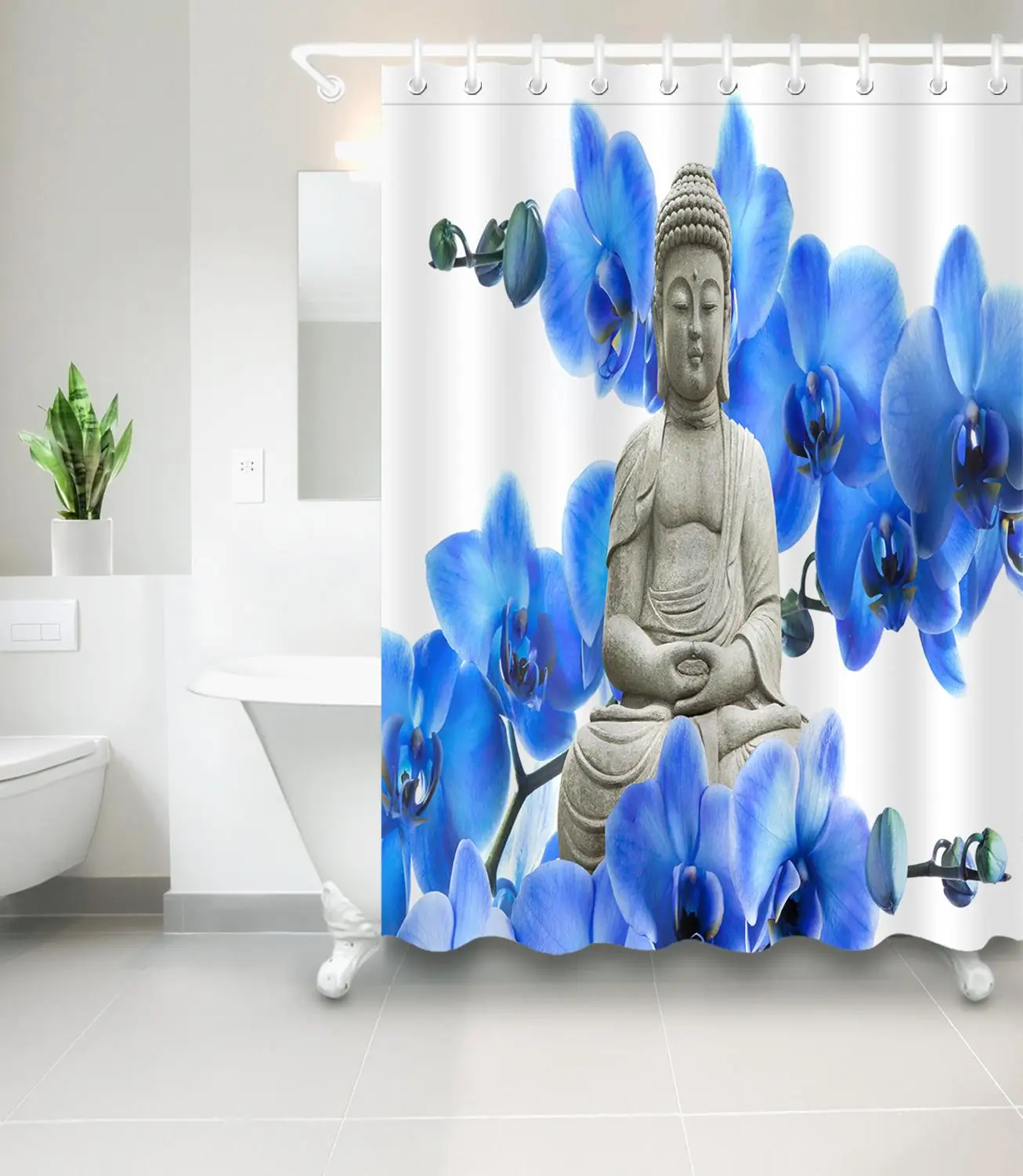Занавеска для душа с китайской статуей Будды s Водонепроницаемая прочная