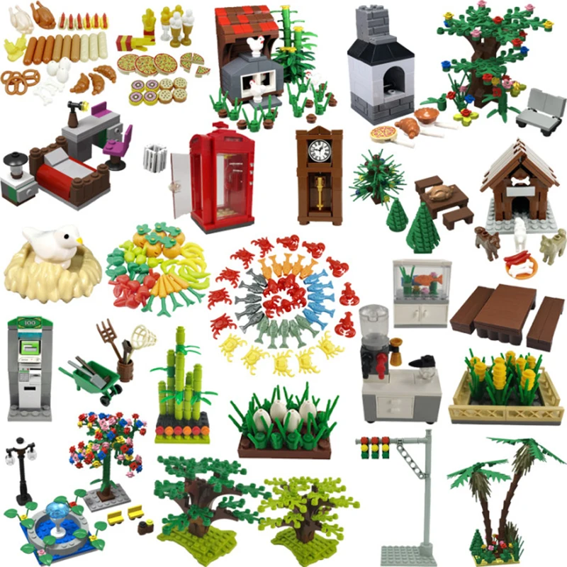 

City Series Fruit and Vegetable Combination Drinking Fountain Toy Model Educational Building Blocks Suitable for Kids Cities