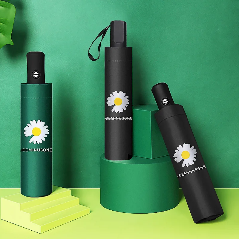 

Fresh Little Daisy Umbrella Vinyl Rain and Sun Dual-purpose Sun Umbrella Ladies Folding Sun Protection Umbrella