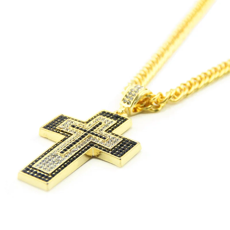Ожерелье с подвеской в стиле хип-хоп стразы украшенные камнями ледяной крест для